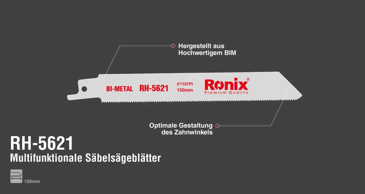 Ronix Säbelsägeblätter für Metall, 150 mm