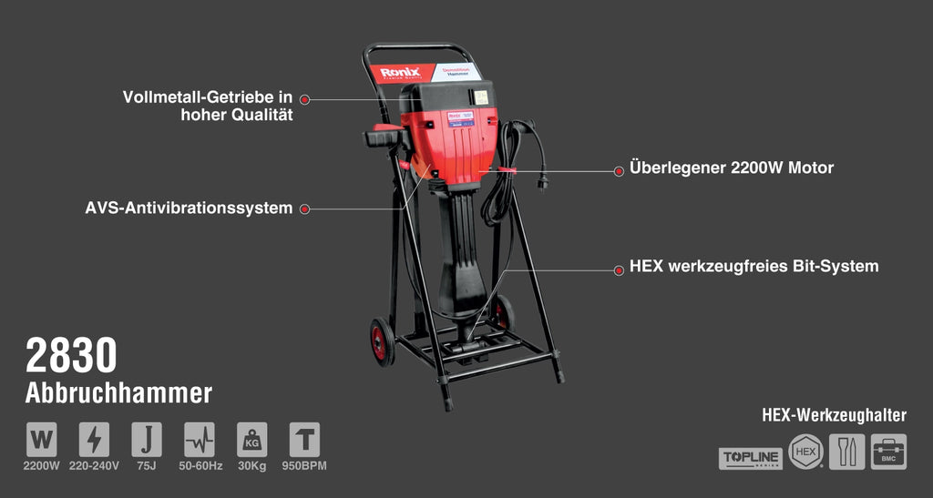 Ronix Abbruchhammer 2200 W - 30 Kg