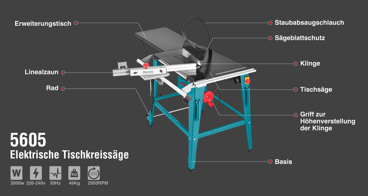 Ronix Elektrische Tischkreissäge 2000 W - 315 mm