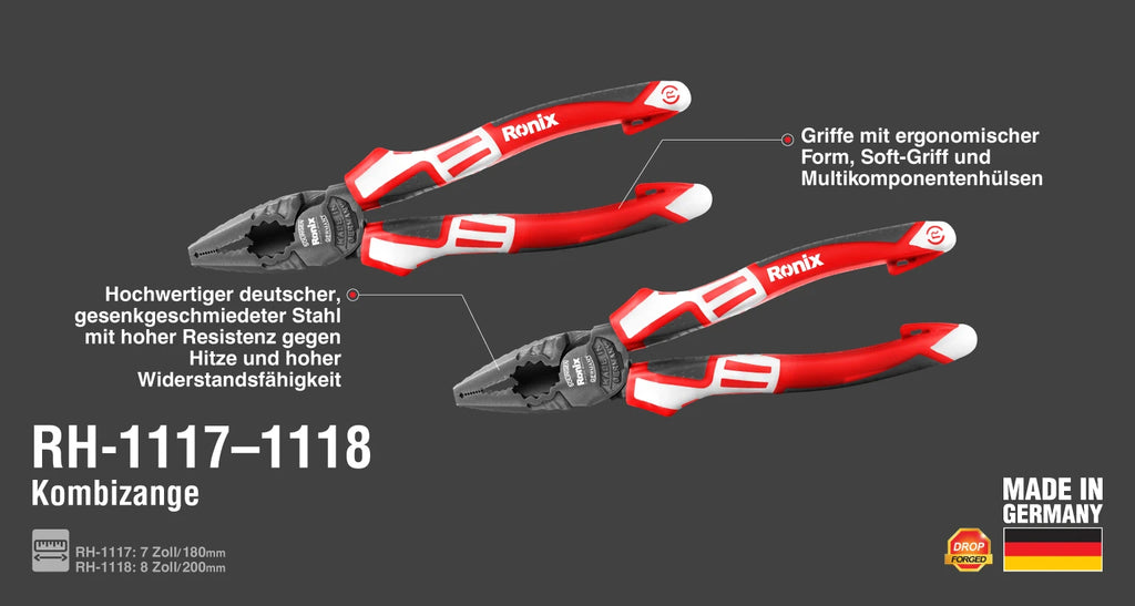 Ronix Kombinationszange 8 Zoll - Deutsch