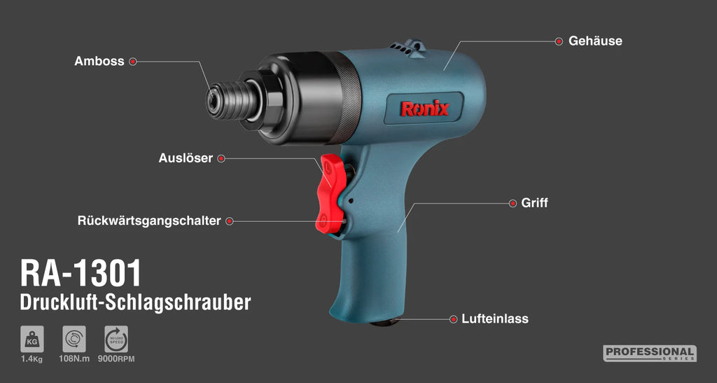 Ronix Druckluft-Schrauber 1/4" Antrieb, 108 Nm Drehmoment