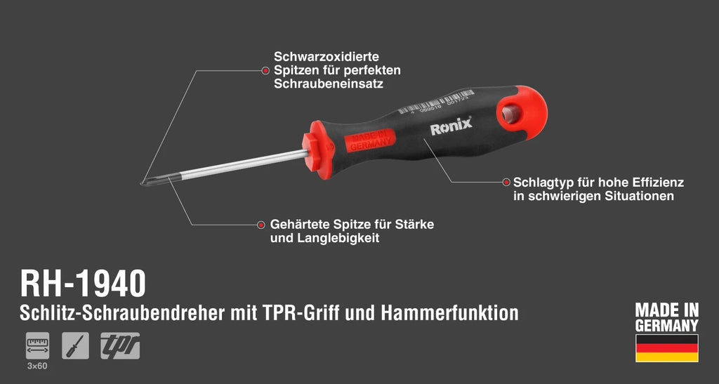 Ronix TPR Griff Schlitzhammer Schraubendreher 5 5 100