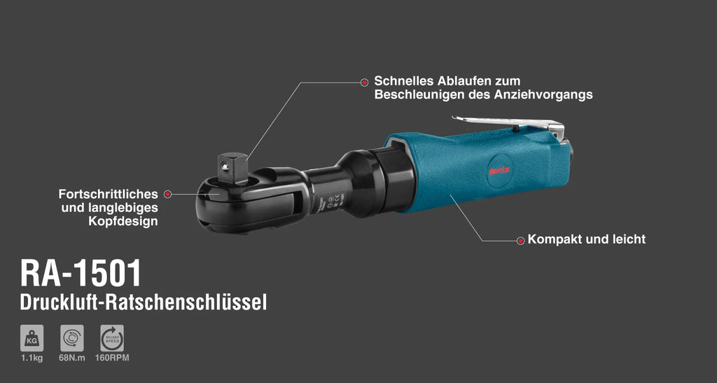 Ronix Druckluft-Ratschen-Schlagschrauber 1/2 Zoll - 68 Nm