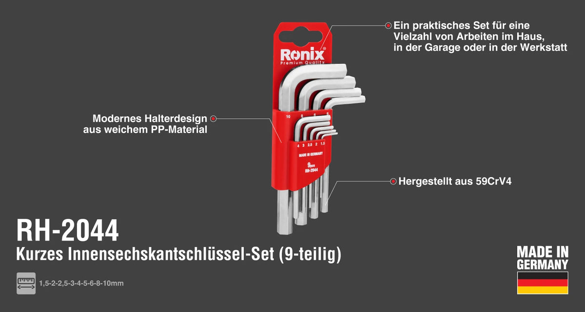 Ronix 9 teiliges Inbus Schl ssel Set mit kurzem Arm