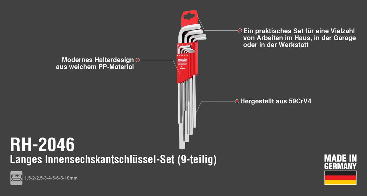 Ronix Langarm-Innensechskantschlüssel-Set (9-teilig)