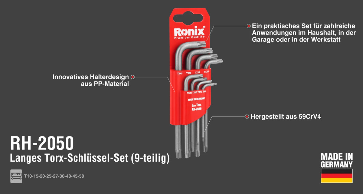 Ronix Langarm-Torx-Schlüssel-Set 9-teilig