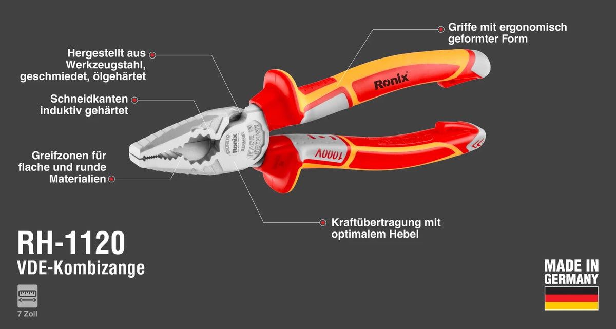 Ronix VDE Kombizange 7 Zoll Made in Germany