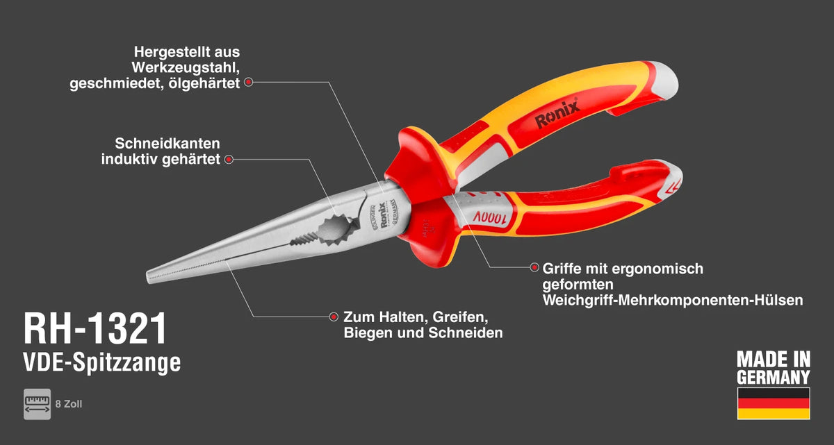 Ronix VDE-Spitzzange 8 Zoll