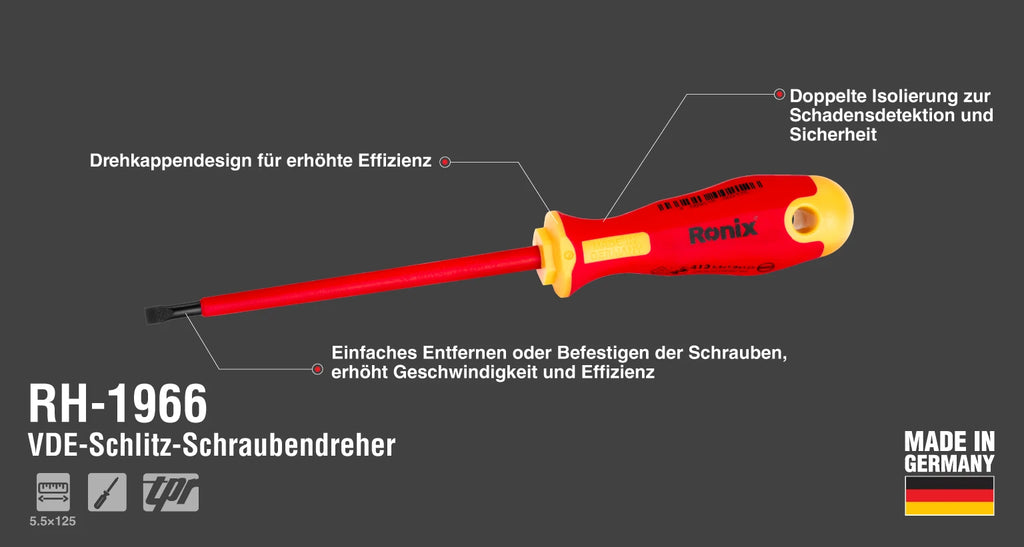 Ronix VDE Schlitzschraubendreher 5 5 125 Made in Germany