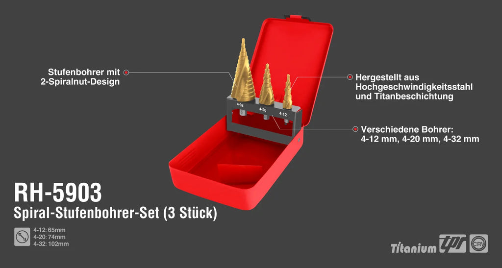 Ronix Spiralstufenbohrer-Set (3-teilig)