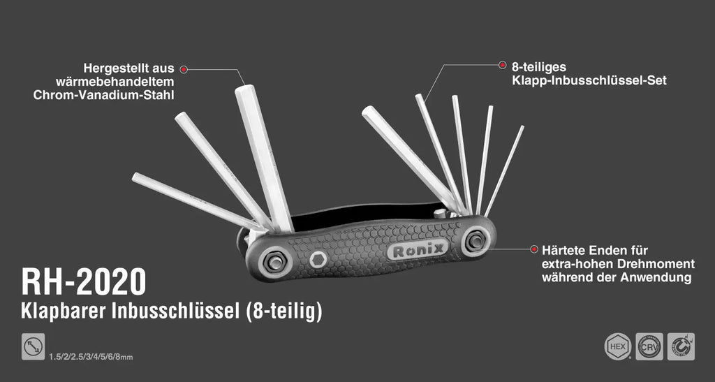 Ronix Klappbares Innensechskantschlüssel-Set (8-teilig)