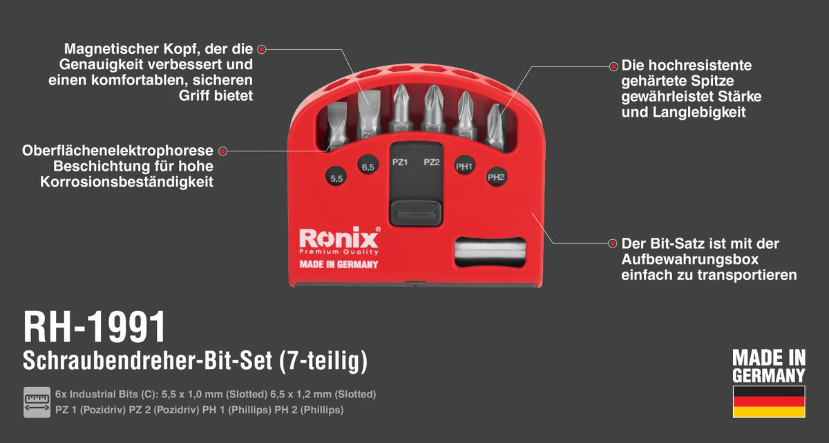 Ronix 7 teiliges Schraubendreher Bit Set