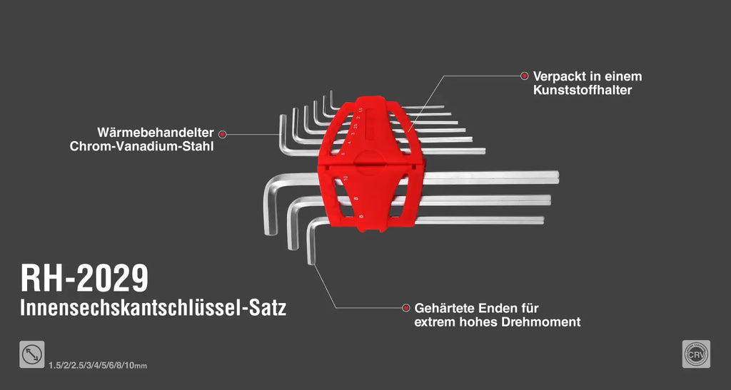 Ronix Extra langer Sechskant-Schlüsselsatz (9-teilig)