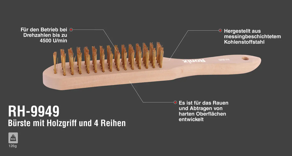 Ronix 4-reihige Bürste mit Holzgriff