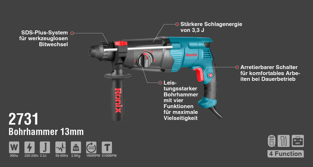 Ronix Bohrhammer 900W – 30mm