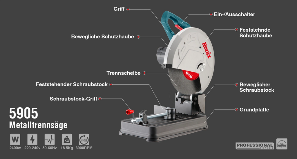 Ronix Der 5905 Trennschleifer von Ronix, 2400 W, 355 mm