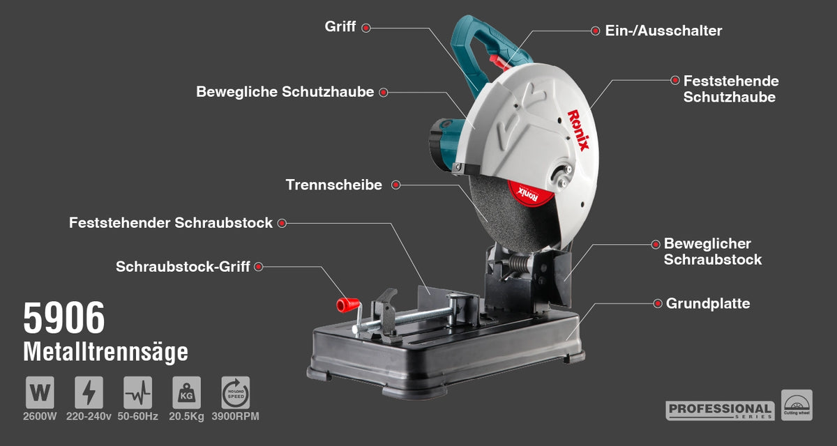 Ronix Metalltrennsäge 2600 W-355 mm