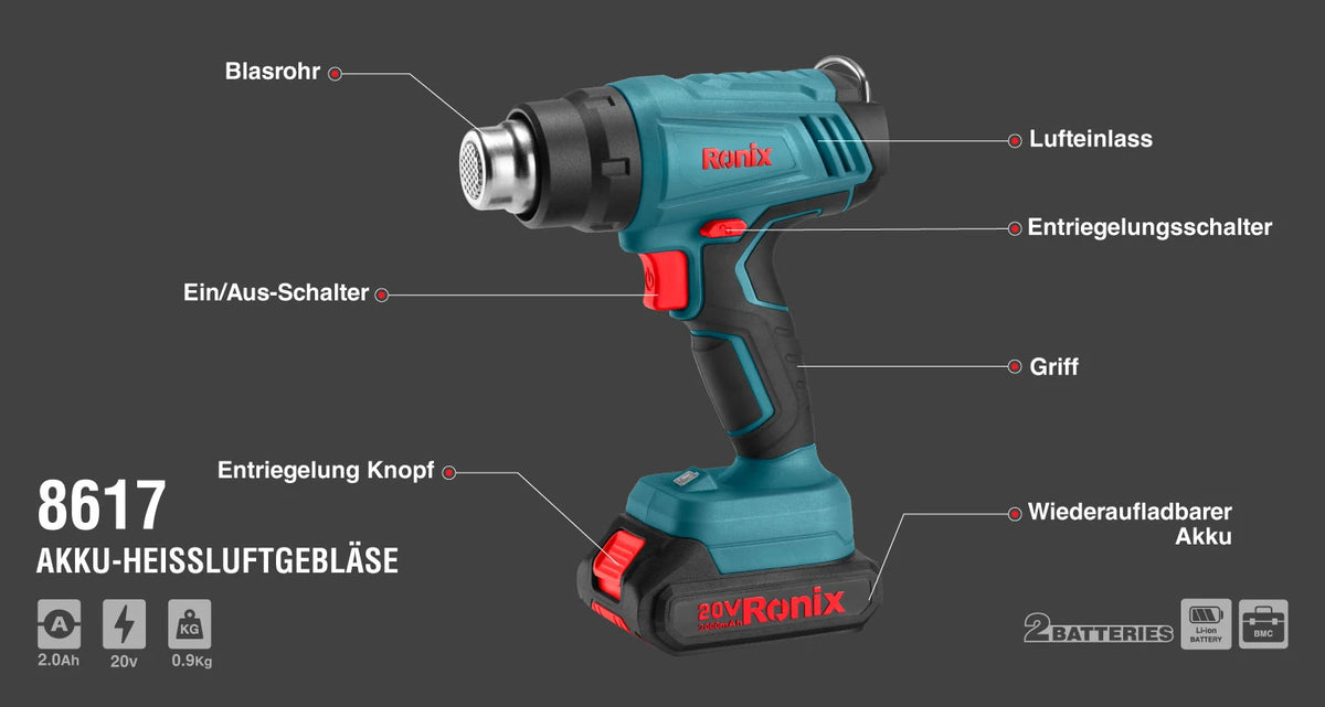 Ronix Akku-Heißluftgebläse