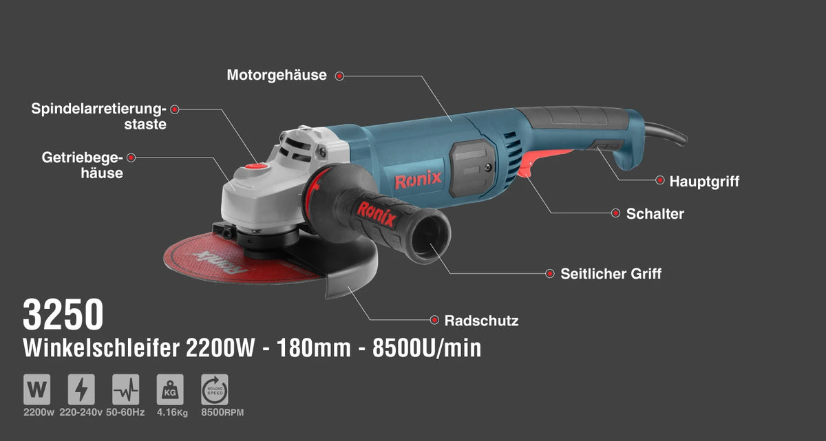 Ronix Winkelschleifer 2200 W - 180 mm