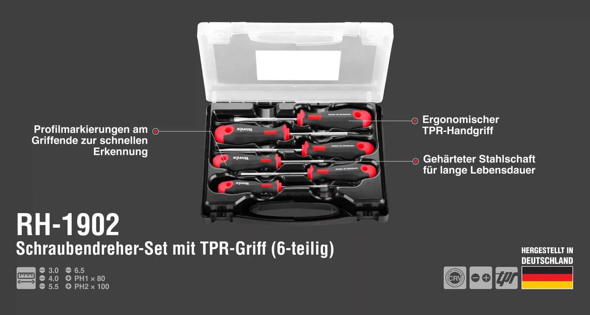 Ronix 6-teiliges Schraubendreher-Set mit TPR-Griff