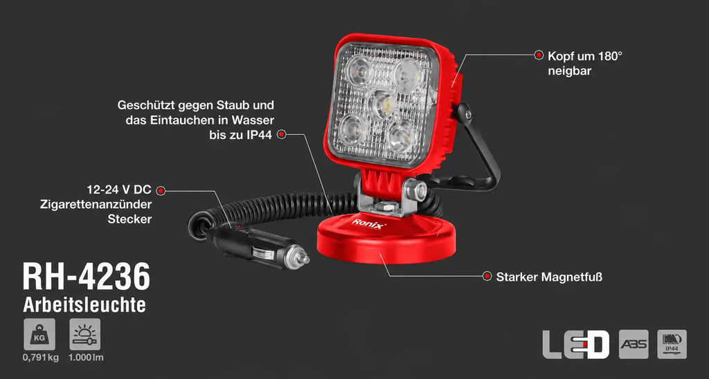 Ronix Arbeitsleuchte 15 W, 1000 Lumen