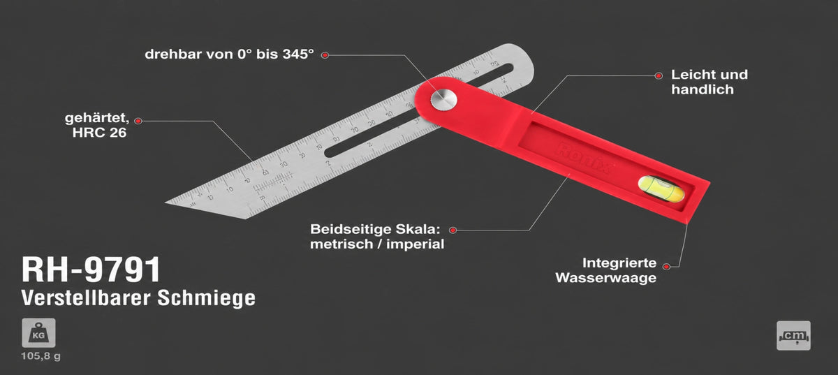 Ronix Verstellbare Schmiege, 20 cm