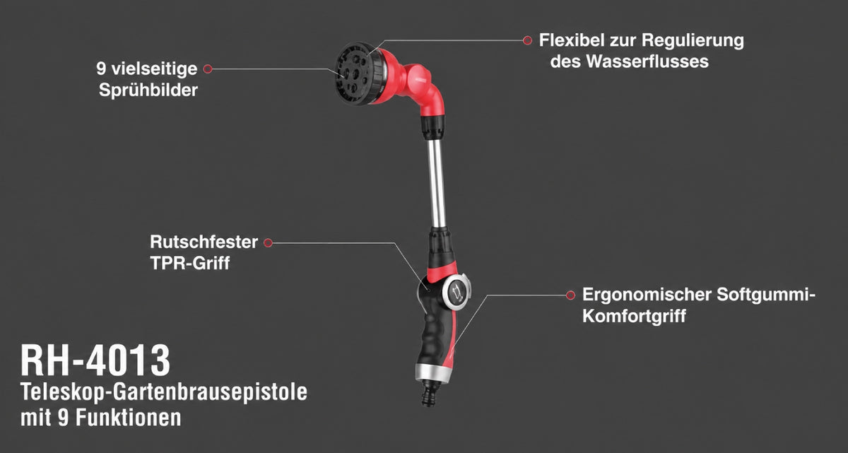 Ronix Teleskop-Gartenbrause mit 9 Funktionen