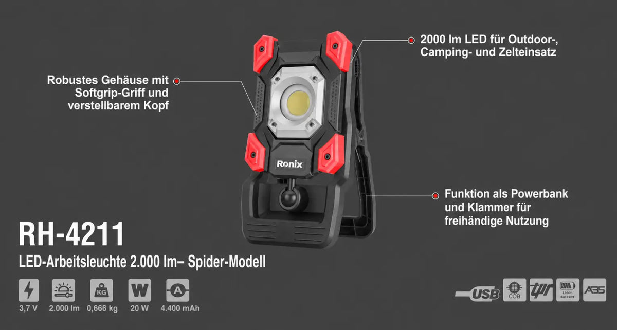 Ronix Arbeitsleuchte 2.000 lm