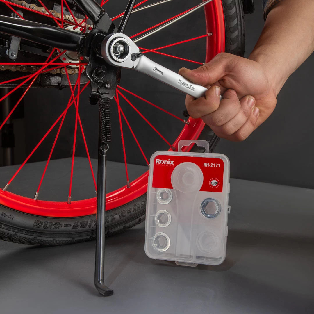 Ronix 7-teiliger Satz reversible Ratschenschlüssel mit Doppelmaul