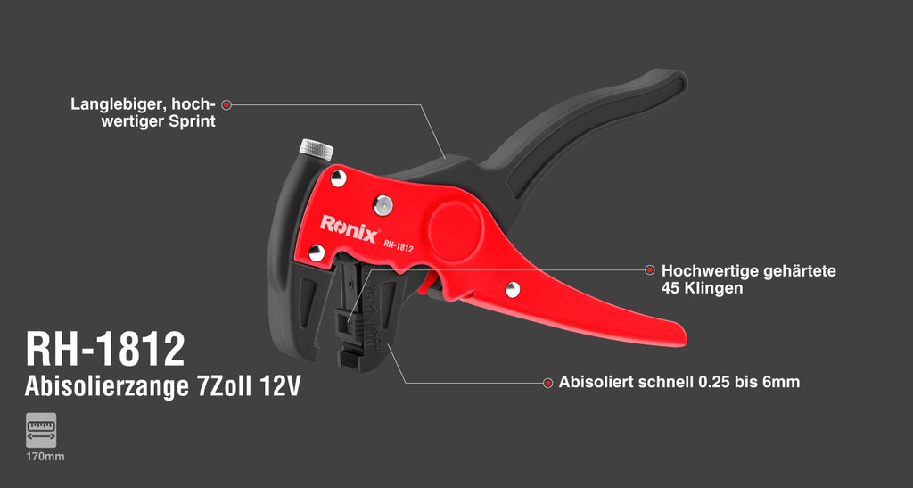 Ronix Abisolierzange 7 Zoll 12V