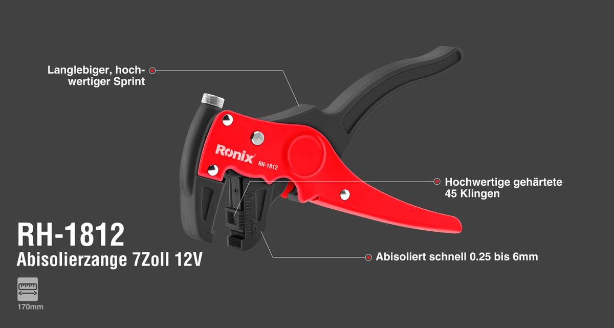 Ronix Abisolierzange 7 Zoll 12V