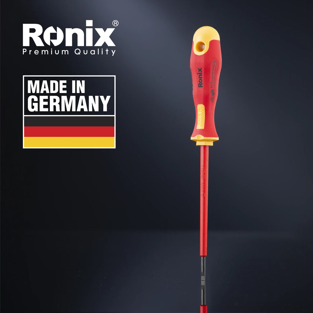 Ronix VDE Schlitz Schraubendreher 3 5 100 Spitzenst rke 0 8 mm Made in Germany