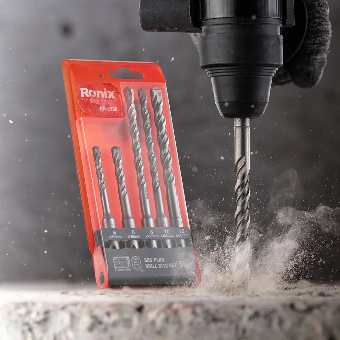 Ronix SDS-Plus-Bohrer-Set (5-teilig) – im praktischen Kunststoffkoffer