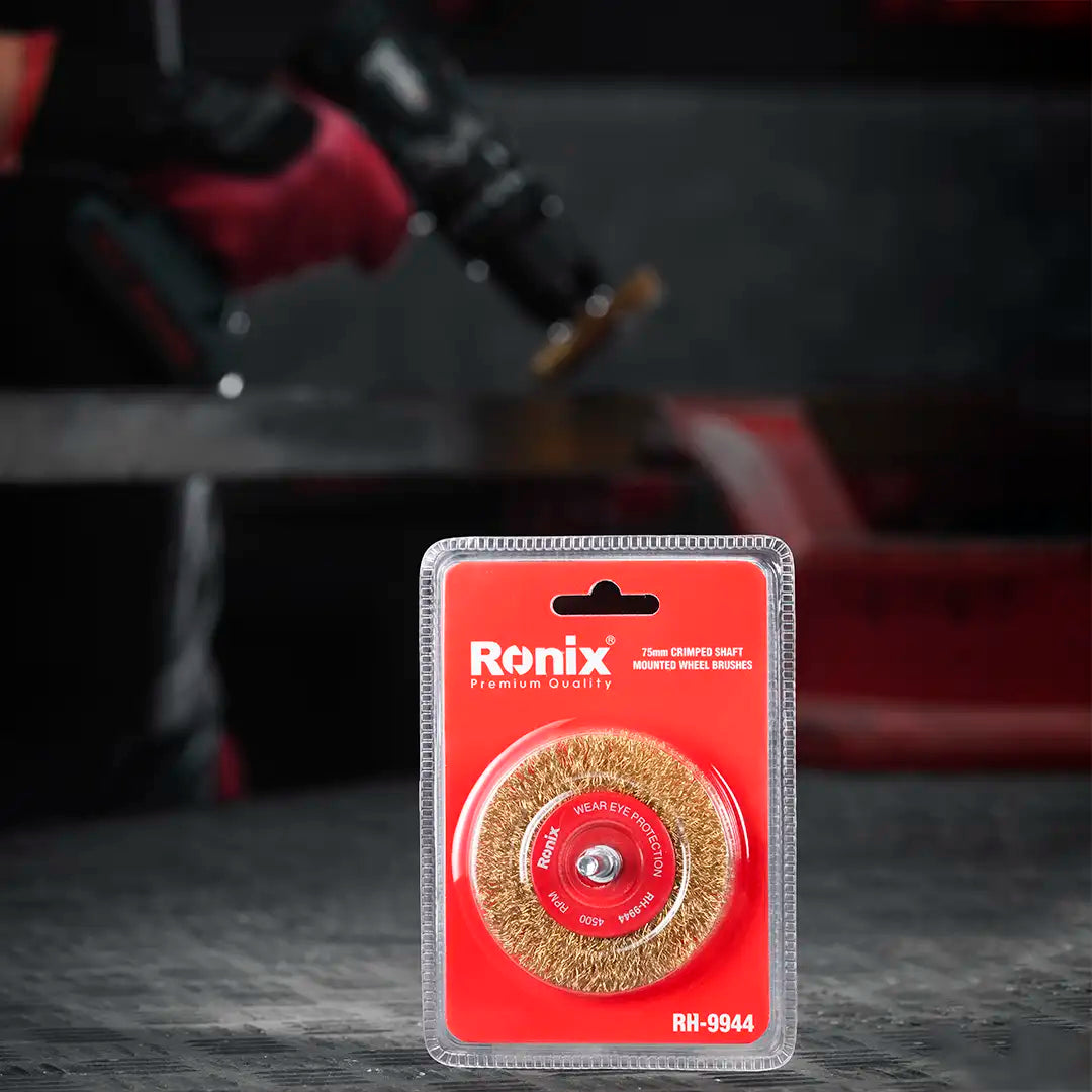 Ronix Gewellte Radbürste mit Welle 75 mm