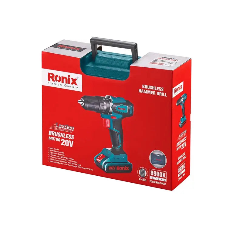 Ronix Akku-Schlagbohrschrauber-Set 20V bürstenlos 13mm - 45 Nm