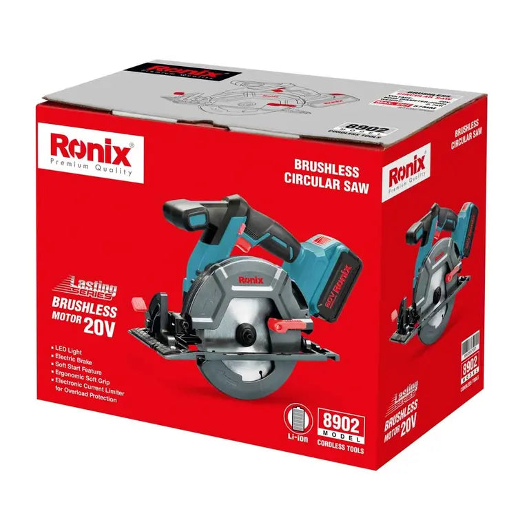 Ronix 20 V bürstenlose Akku-Handkreissäge 165 mm 165 mm