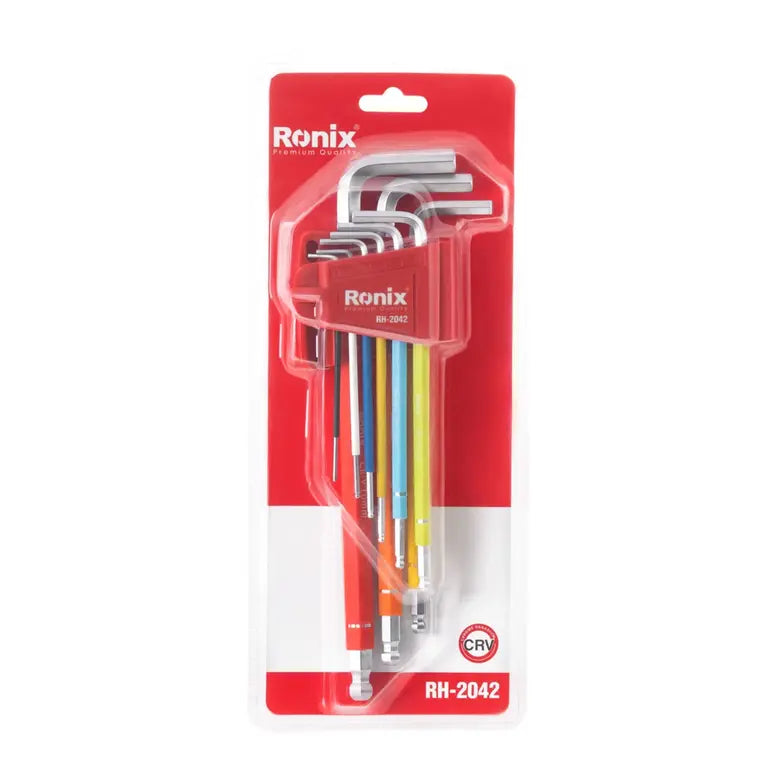 Ronix Mehrfarbiges Sechskantschlüssel-Set mit langem Arm (9-teilig)
