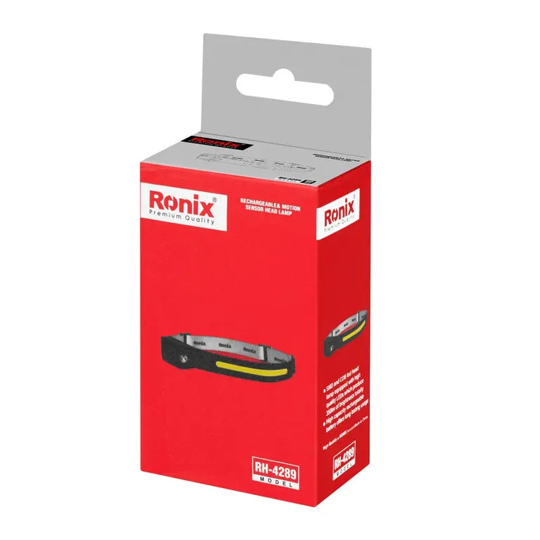 Ronix Wiederaufladbare Stirnlampe mit Bewegungssensor 5 W - 350 Lumen