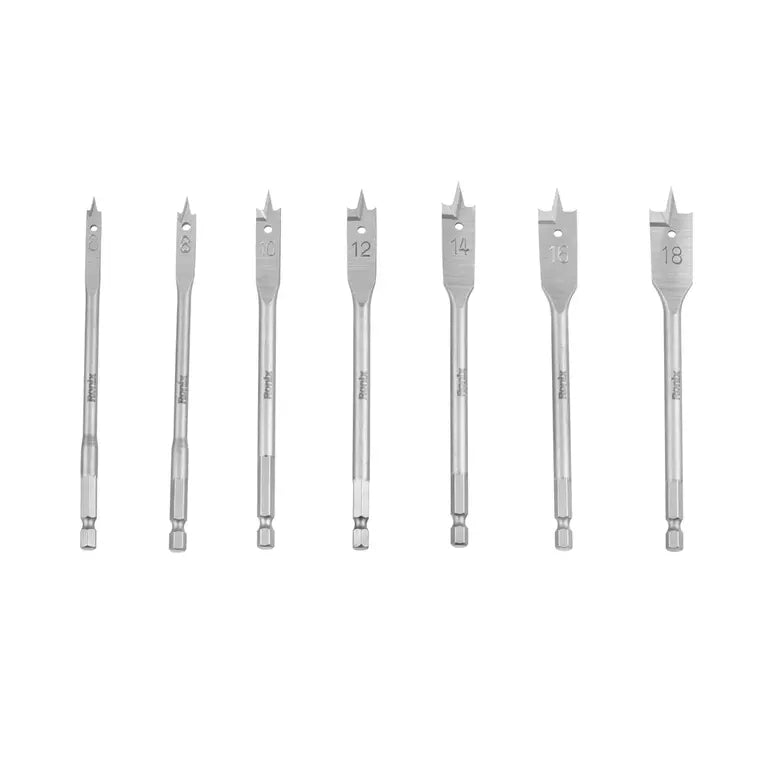 Ronix Holz-Flachbohrer-Set (13-teilig) (6,8,10,12,14,16,18,20,22,25,30,32,35)
