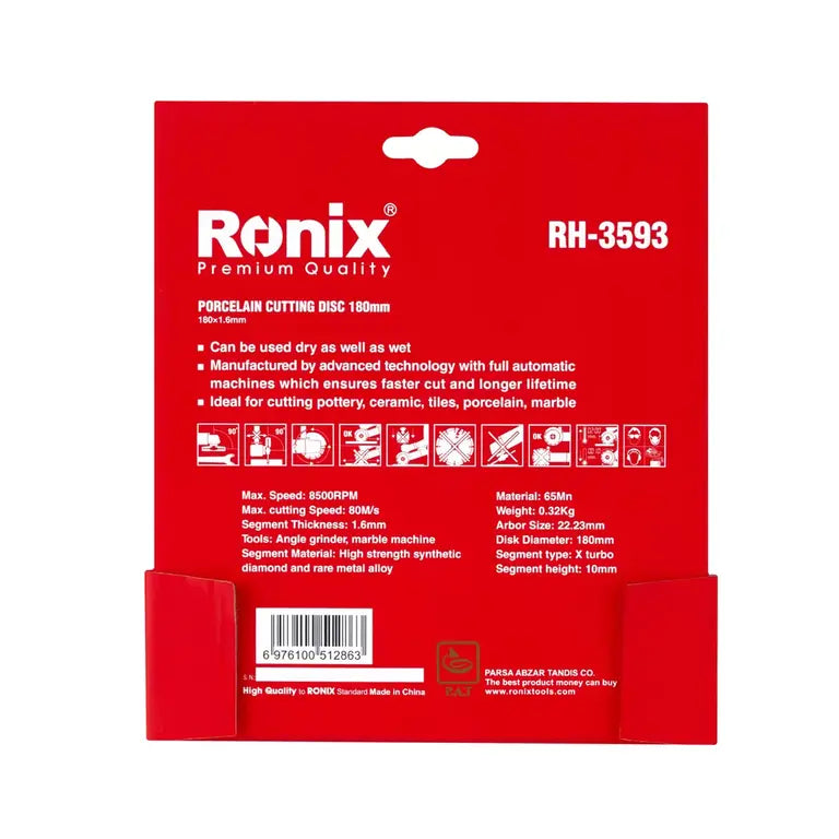 Ronix Diamant-Trennscheibe Porzellan 180 mm