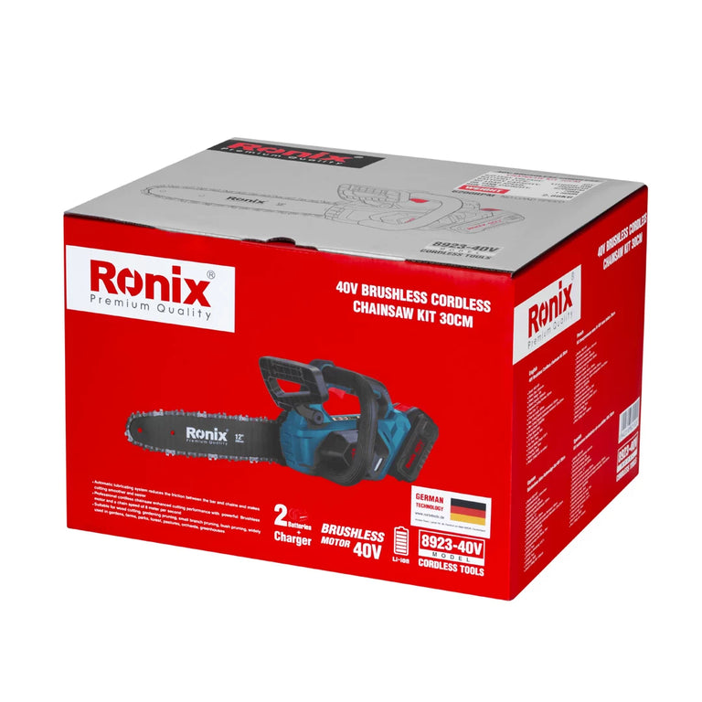Ronix 8923 40V 40V Bürstenloser Akku Kettensäge Kit 30 cm