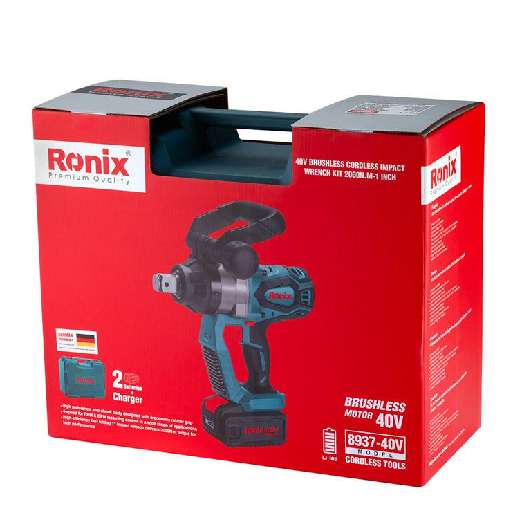 Ronix 8937 40V 40V Bürstenloser Akku Schlagschrauber Kit 2000 N m 1 Zoll