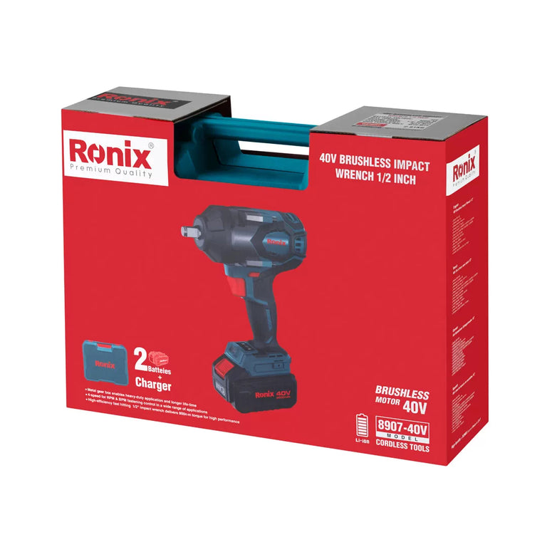 Ronix Modell 8907 40V 40V Bürstenloses Akku Schlagschrauber Set 3 4 Zoll 800 Nm