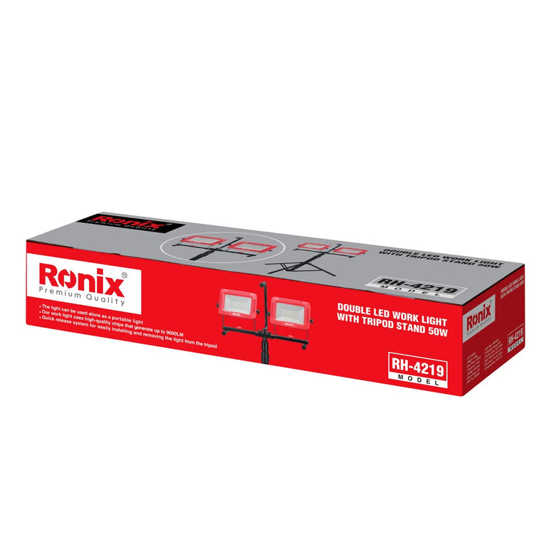Ronix Doppel-LED-Arbeitsleuchte mit Stativ, 50 W