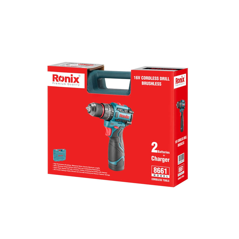 Ronix Akku-Bohrschrauber bürstenlos 16V, 10mm-55Nm
