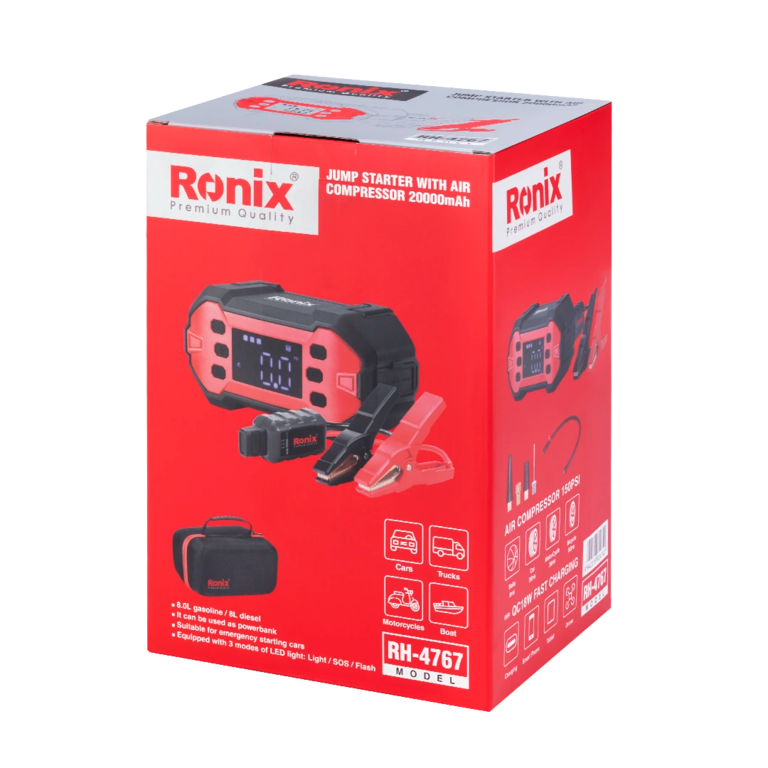 Ronix Starthilfegerät mit Luftkompressor 20.000 mAh