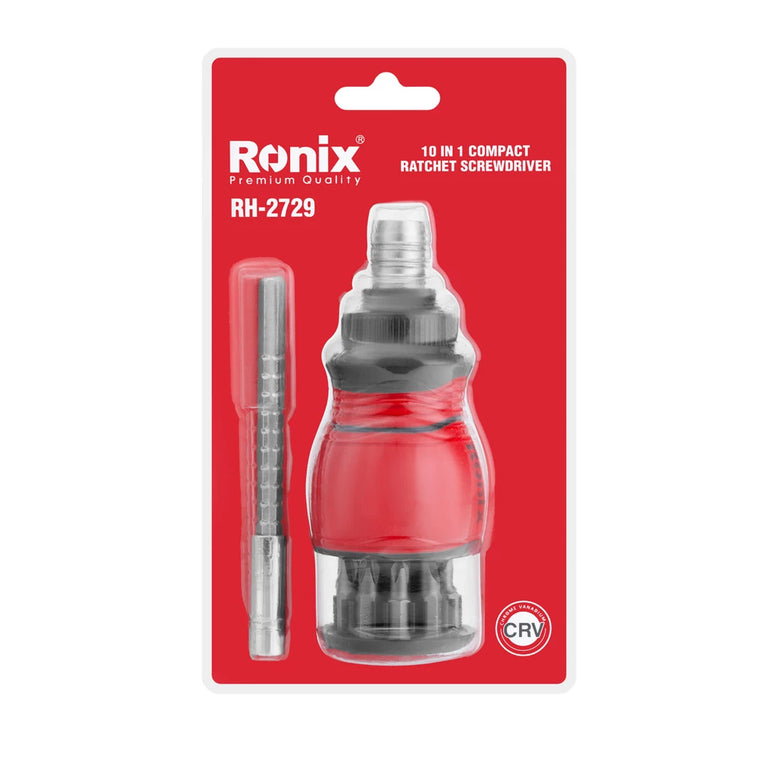 Ronix 10-in-1 kompakter Ratschen-Schraubendreher