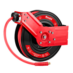 Ronix Automatischer Druckluftschlauchaufroller aus Stahl mit Doppelarm, 15 m
