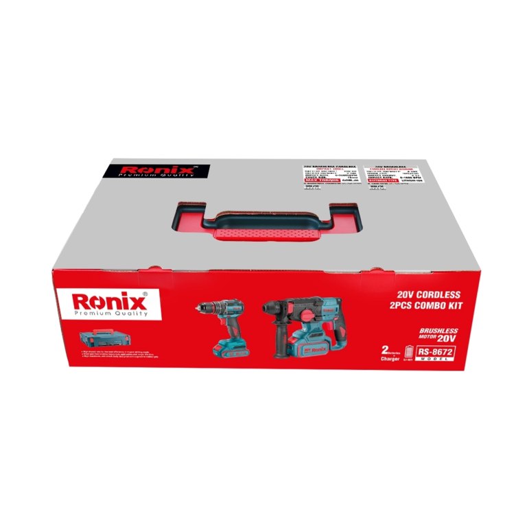 [RX-RS-8672] Ronix Akku-Kombiset 20 V (Schlagbohrschrauber und Bohrhammer) , 2-teilig