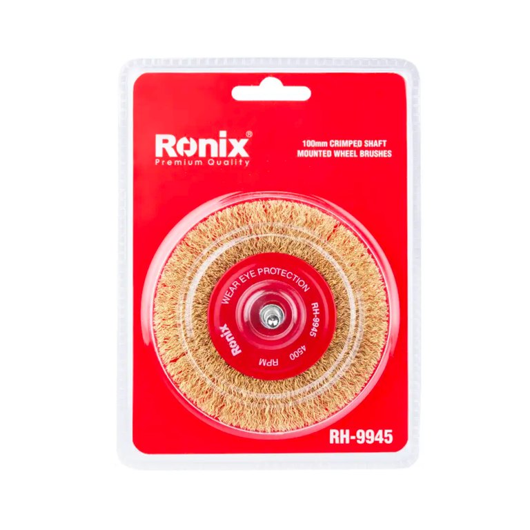 Ronix Gewellte Radbürste mit Welle 100 mm
